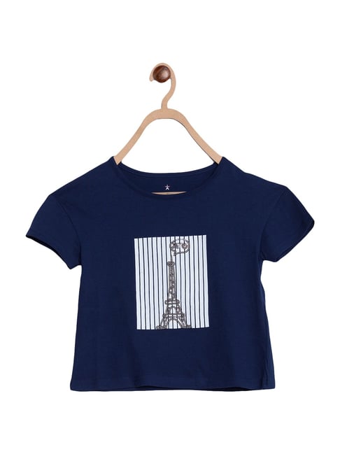 Elle Kids Navy Cotton Printed T-Shirt-picture-23