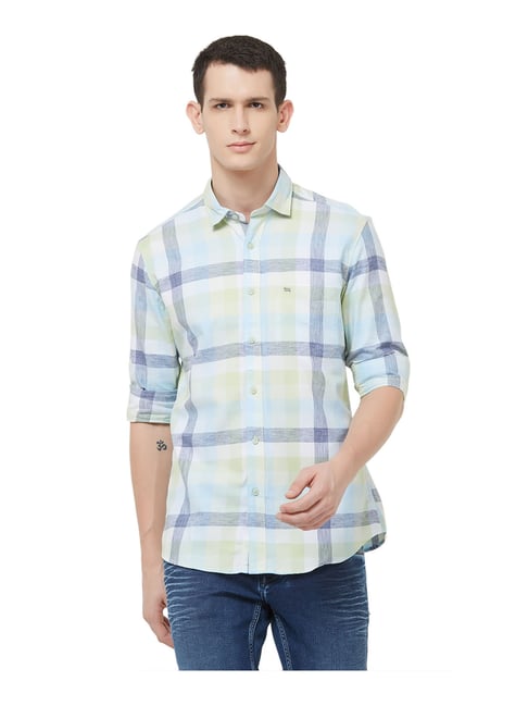 Buy Lawman Pg3 Green \u0026 Blue Slim Fit 