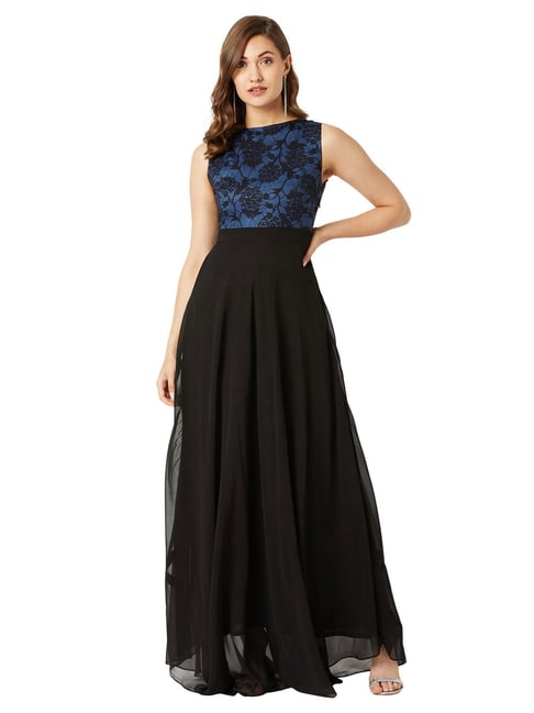 Miss Chase Blue & Black Lace Dress Price in India