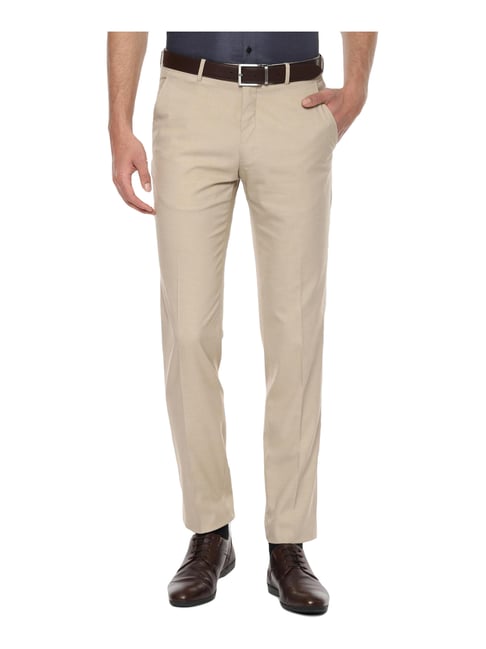 Buy Men Brown Slim Fit Solid Formal Trousers online  Looksgudin