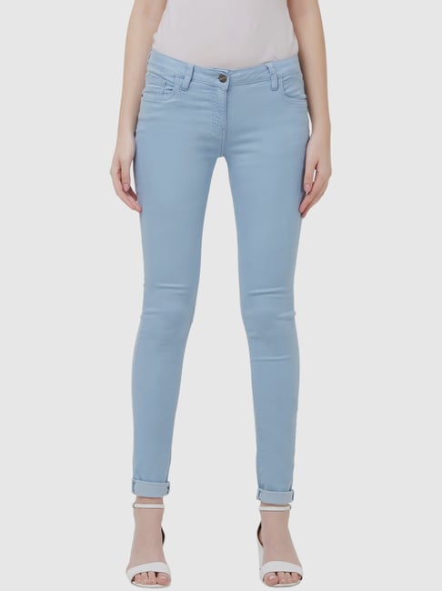 109 F Powder Blue Mid Rise Jeans