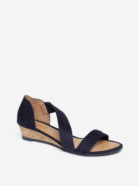Buy LUNA BLU by Westside Navy Faux Suede Wedge Heel Sandals For