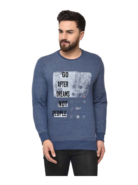 Buy Duke Blue Cotton Regular Fit Printed Sweatshirt for Mens