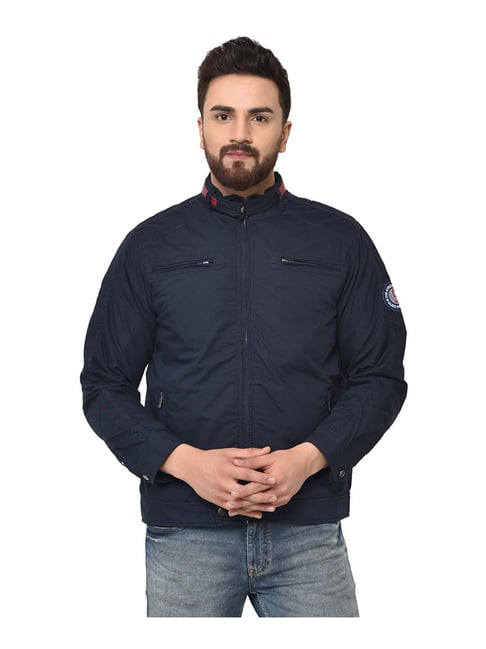 duke navy cotton regular fit jacket