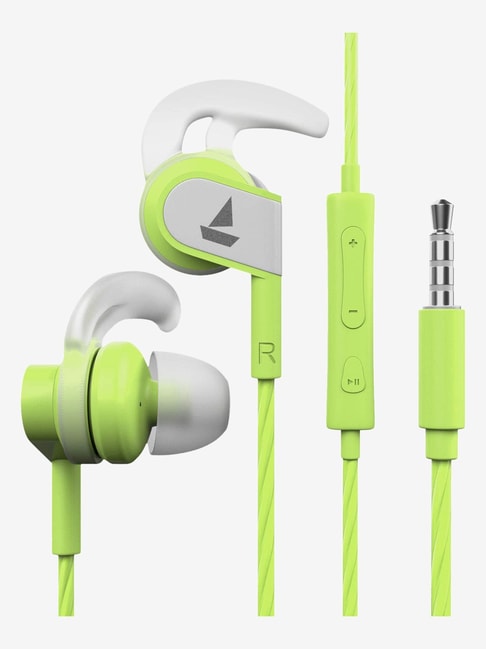 boAt BassHeads 242 T Wired Earphones with Sporty Secure Fit, Stretch Resistance Cable & IPX4 (Lime)