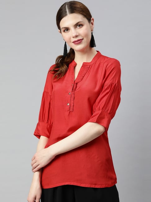 Jaipur Kurti Red Regular Fit Top