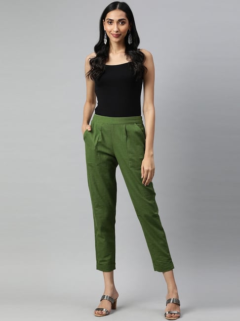 Womens Green High Waisted Trousers | NA-KD