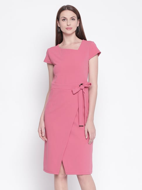 pink slim dress