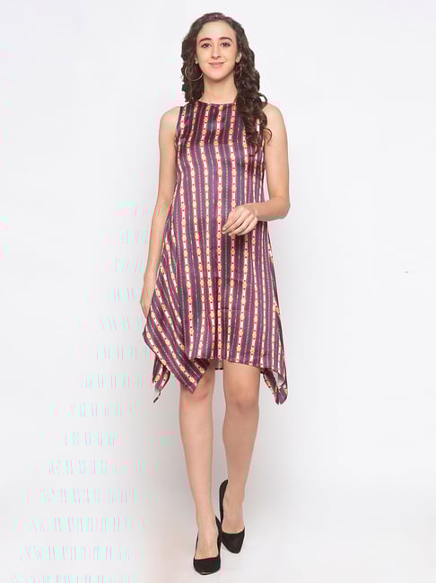 maroon striped dress