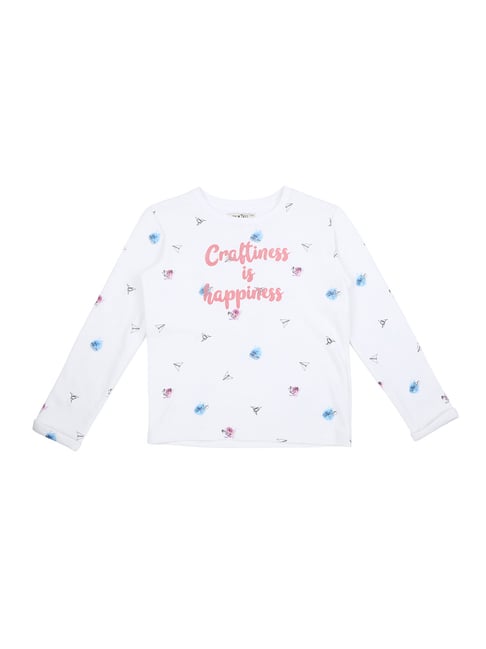 Gini & Jony Kids White Printed Sweatshirt