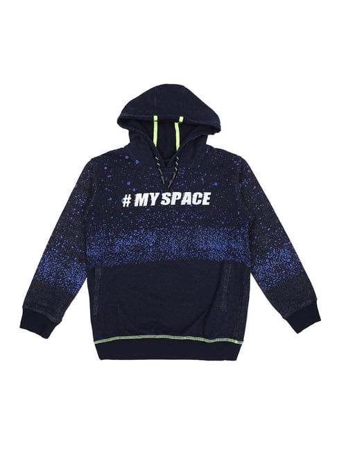 Gini & Jony Kids Navy Printed Hoodie