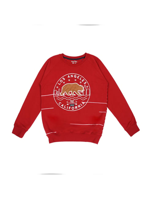 Gini & Jony Kids Maroon Printed Sweatshirt