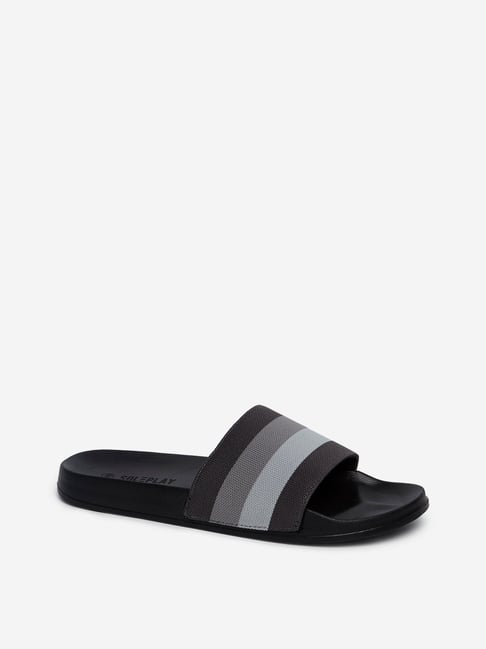 Buy SOLEPLAY by Westside Black Striped Slides For Men Online At Tata CLiQ