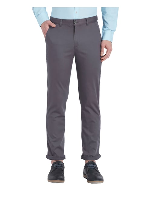 Buy ColorPlus Tailored Fit Solid Blue Trouser online