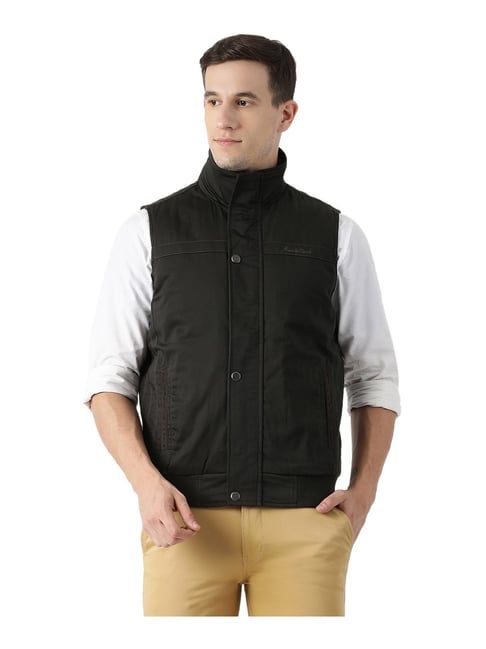 Buy Monte Carlo Black Sleeveless High Neck Jacket for Men's Online