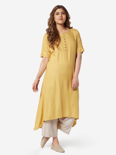 Diza Curve by Westside Yellow High-Low Kurta Price in India