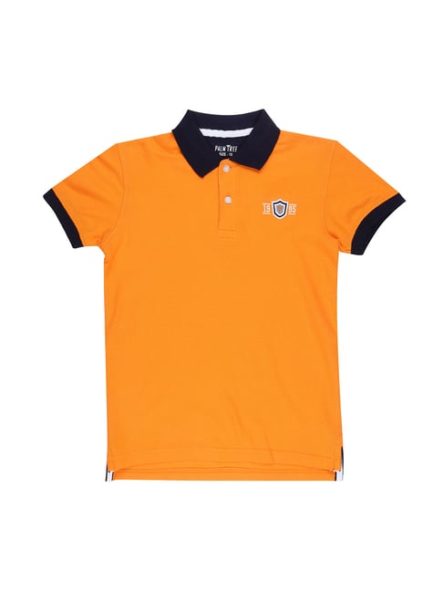 Gini & Jony Kids Orange Solid Polo T-Shirt