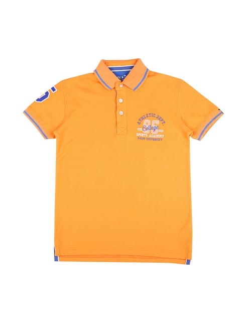 Gini & Jony Kids Orange Printed Polo T-Shirt