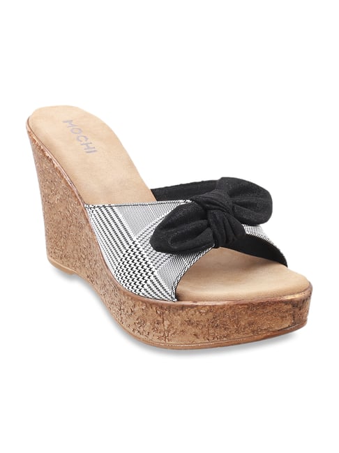 Buy Mochi Black Grey Casual Wedges for Women at Best Price