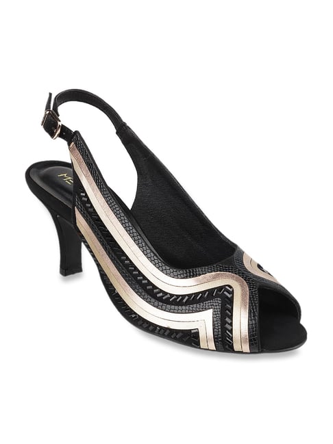 Buy Metro Black Golden Back Strap Stilettos for Women at Best