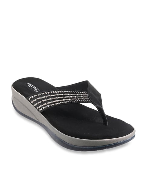 Metro Women's Black Thong Wedges-picture-44