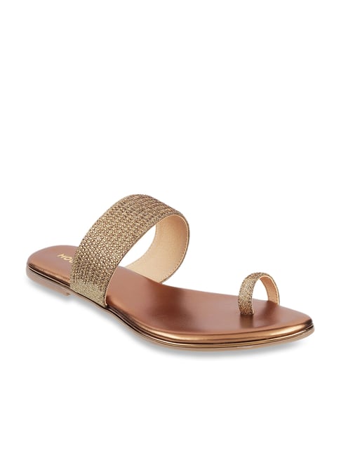 Mochi Women's Antique Gold Toe Ring Sandals Price in India