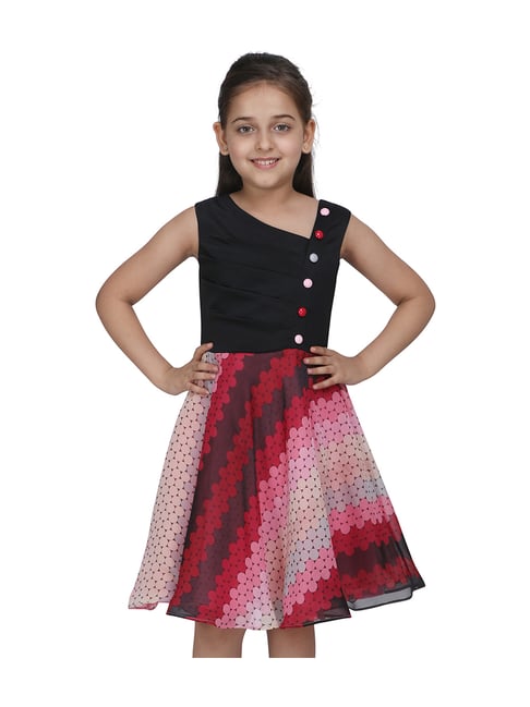 Cutecumber Kids Black & Red Printed Party Dress