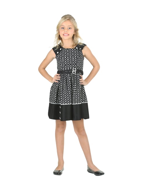 Cutecumber Kids Black Cotton Printed Party Dress