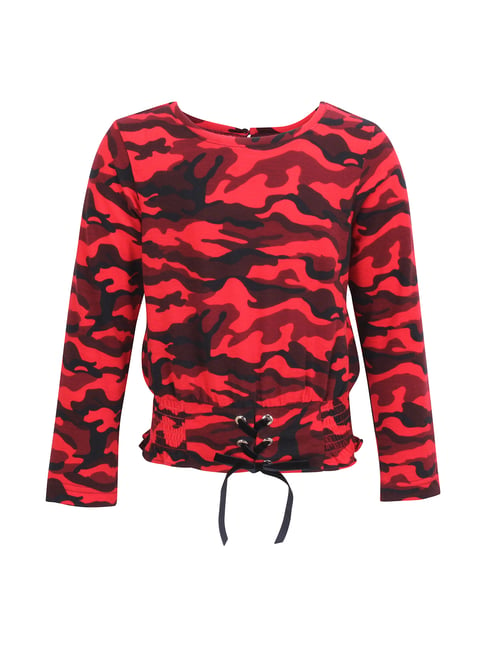 Cutecumber Kids Red Camouflage Pattern Party Top