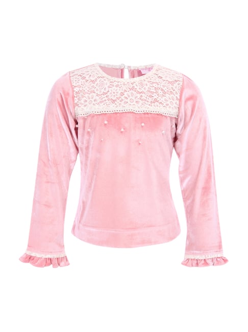 Cutecumber Kids Peach Embellished Party Top