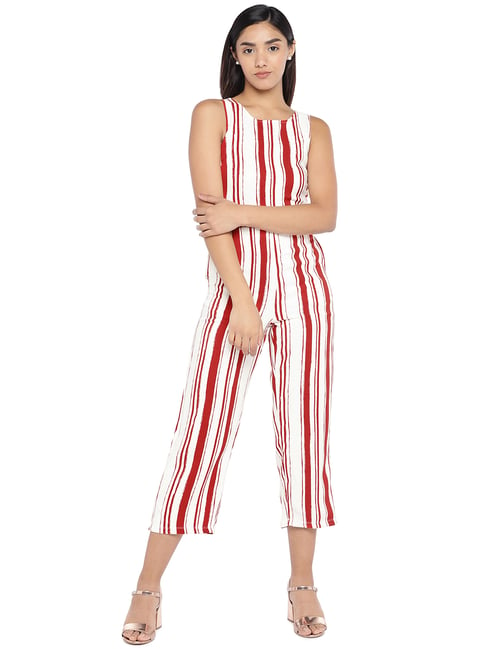 down and counting striped jumpsuit