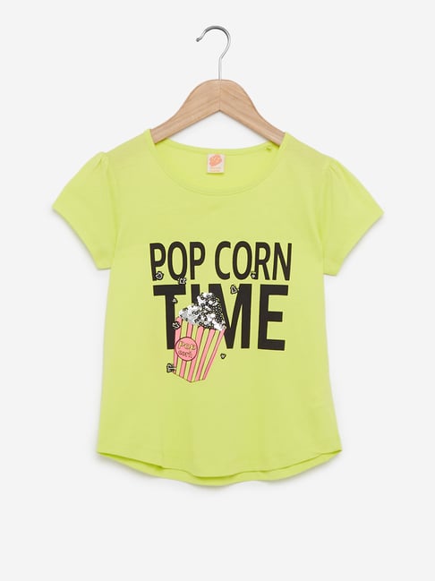 Buy Y&F Kids by Westside Lime Popcorn Tub Printed T-Shirt for