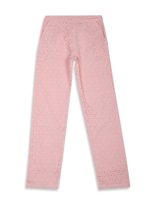 Elle Kids Pink Embroidered Trousers