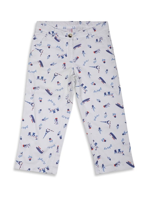 Elle Kids Off White Printed Trousers