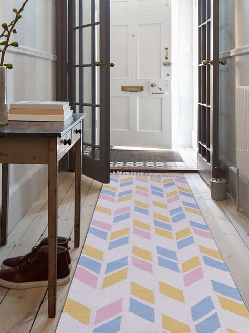 Pequra Multicolored Cotton Floor Covering Jora Runner Rug