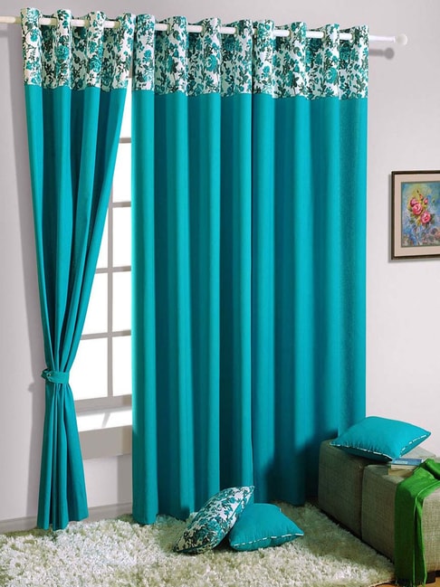 Swayam Turquoise Eyelet Door Curtain