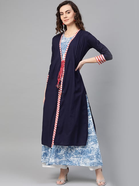 La Firangi Navy Straight Kurta