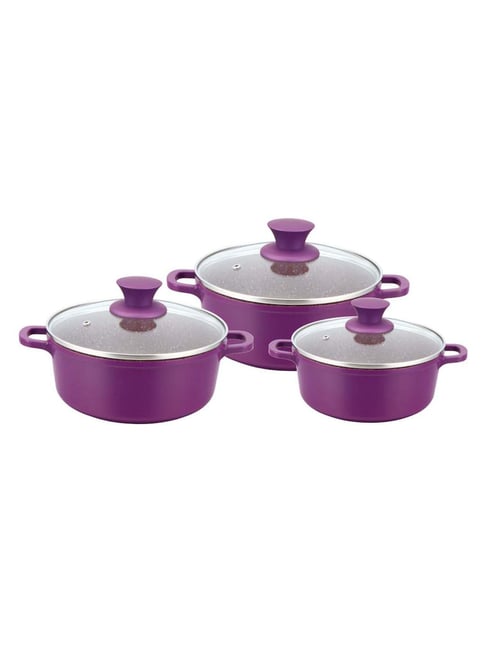Wonderchef Purple Granite Die Cast Casserole Set Pack of 3