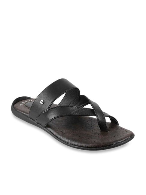 Metro Black Cross Strap Sandals