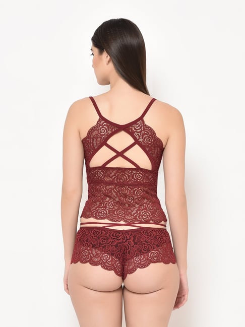 Da Intimo Maroon Lace Bralette Set