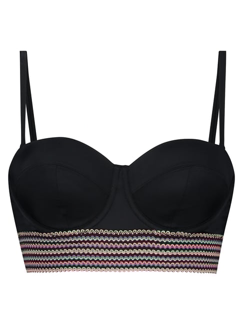 Buy Hunkemoller Paradise Black Balcony Wired Push Up Bikini Top for