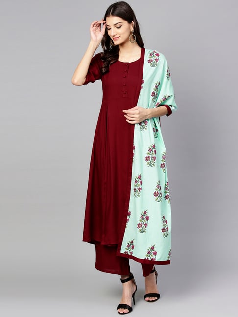 Libas maroon kurta set Clearance