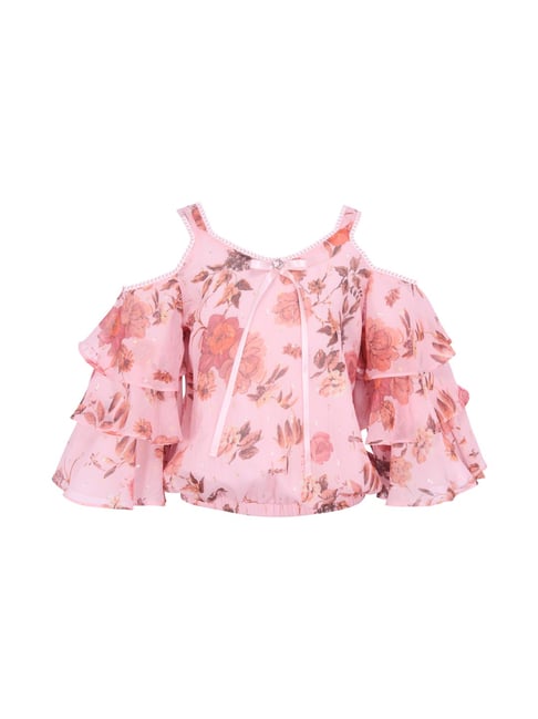 Cutecumber Kids Pink Floral Print Party Top