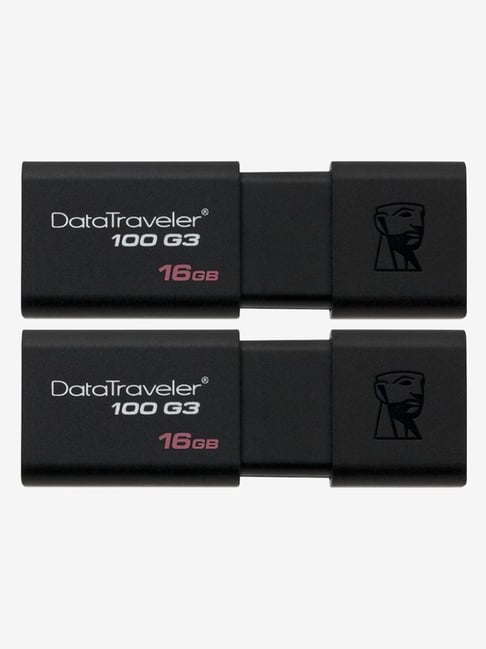 Kingston DataTraveler 16 GB USB 3.1 Pen Drive Pack of 2 DT100G3, Black