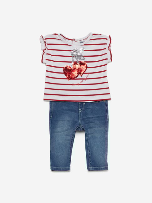 Buy Baby HOP by Westside Blue Jeans And T-Shirt Set for Infant