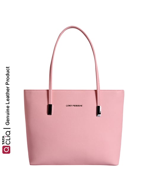Buy Lino Perros Baby Pink Textured Medium Handbag For Women At