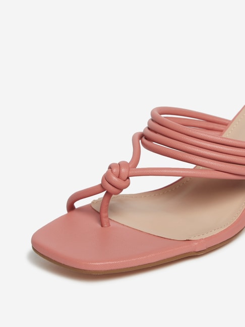 Buy LUNA BLU by Westside Pink Block Heel Sandals Online at Best Prices ...