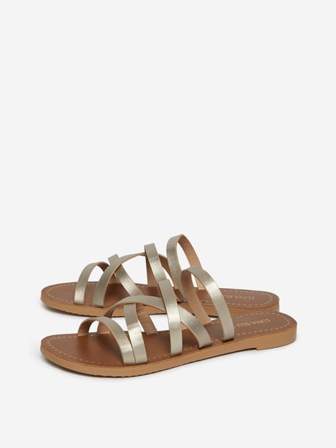 Buy LUNA BLU by Westside Light Gold Multiple Strap Sandals Online at ...