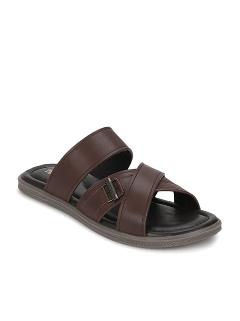 Red Tape Men's Tan Cross Strap Sandals