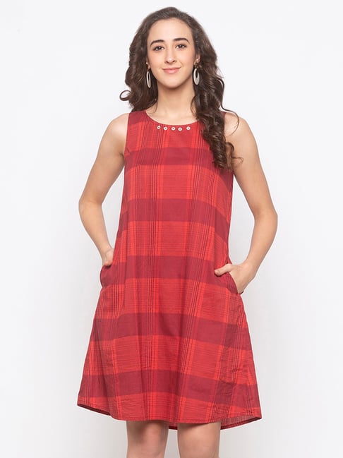 Globus Red Checks Dress Price in India